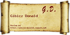 Gibicz Donald névjegykártya